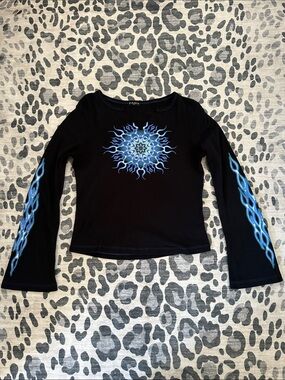 Vintage FANG Top With Blue Flame Graphic